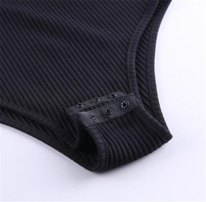 Combinaison à manches courtes de couleur unie pour femme