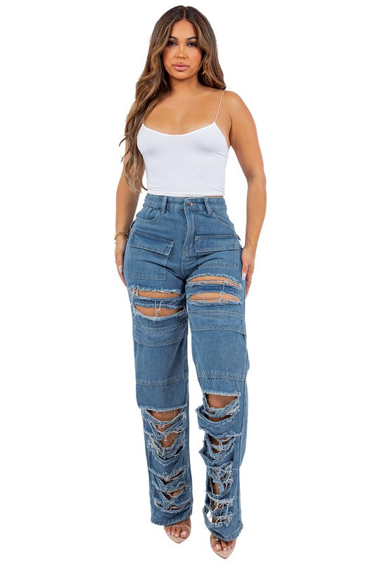 JEAN SEXY STYLE CARGO EN DENIM
