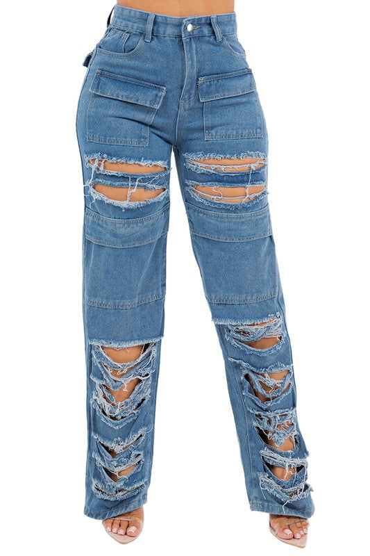 JEAN SEXY STYLE CARGO EN DENIM