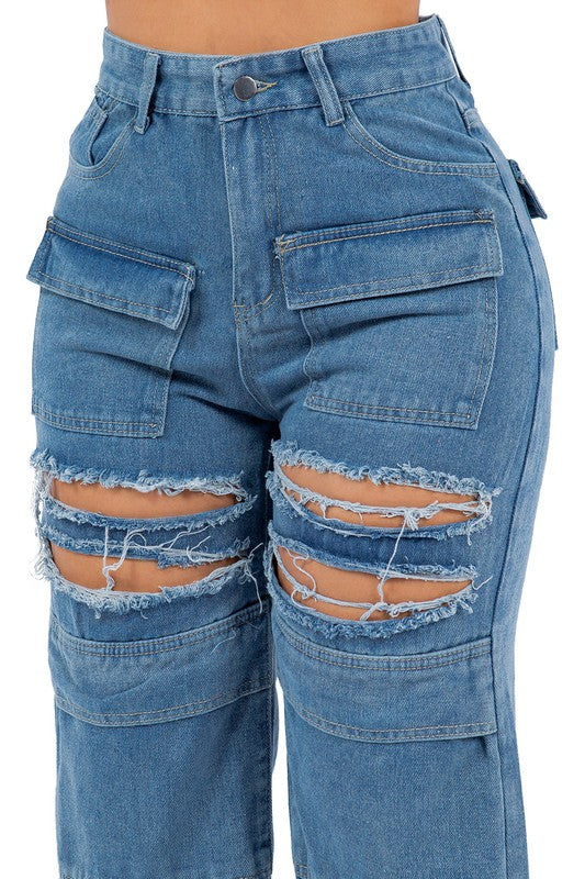 JEAN SEXY STYLE CARGO EN DENIM