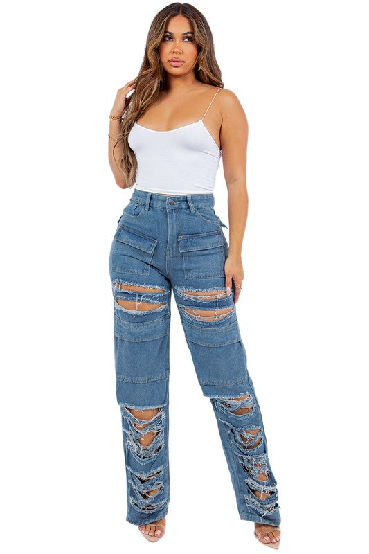 JEAN SEXY STYLE CARGO EN DENIM