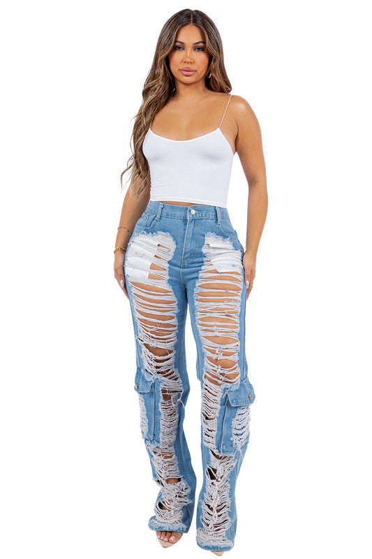 JEAN SEXY STYLE CARGO EN DENIM
