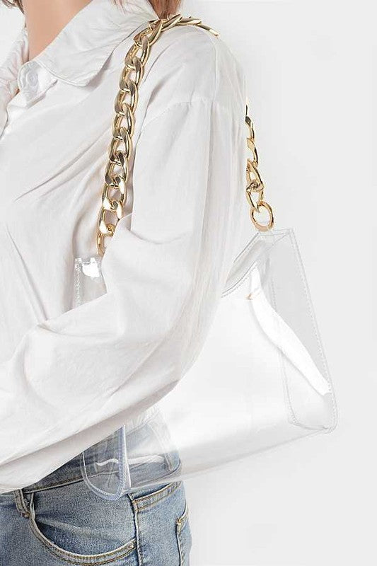 Chunky ketting deursigtige deursigtige stadionsak