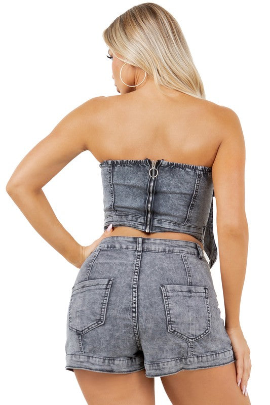 VROUE MODE DENIM TWEE STUK STEL
