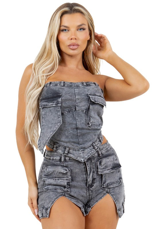 VROUE MODE DENIM TWEE STUK STEL