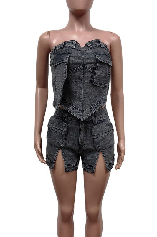 VROUE MODE DENIM TWEE STUK STEL