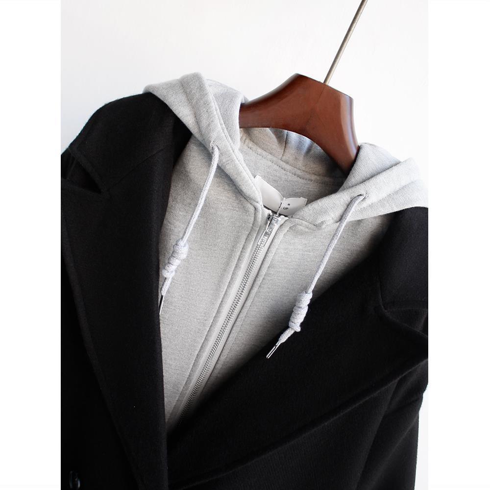 Manteau mi-long coréen ample en laine de coton