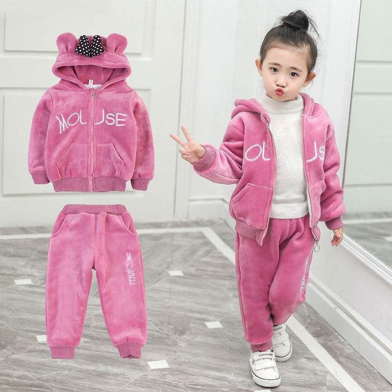 Tenues d'automne et d'hiver pour filles en velours doré épais