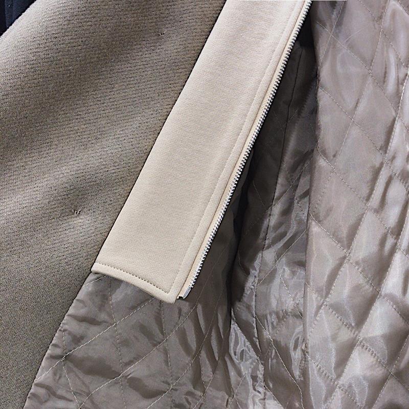 Manteau mi-long coréen ample en laine de coton