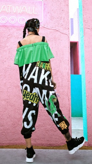 Nouvelle marque tendance grande taille pour femmes Hip-Hop Hip-Hop Hip-Hop une pièce bretelles Rock Dinosaur