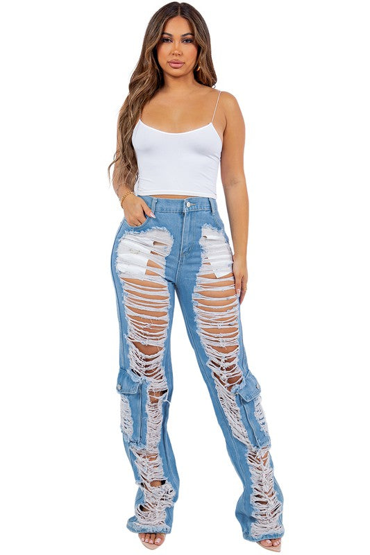 JEAN SEXY STYLE CARGO EN DENIM