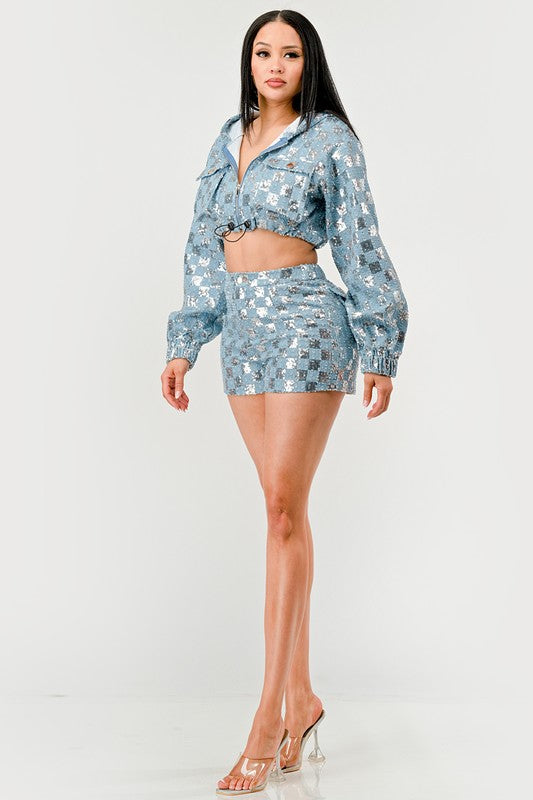 Glitz &amp; Denim Sequin Hoodie Set