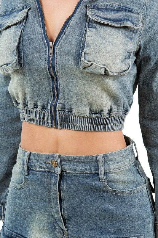 MODE DENIM TWEE STUK ROK STEL