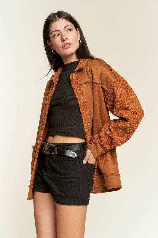 FAUX pels en suede baadjie JJO5028