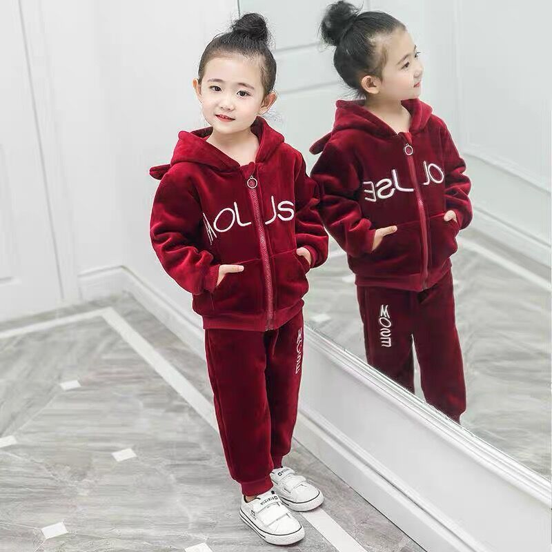 Tenues d'automne et d'hiver pour filles en velours doré épais