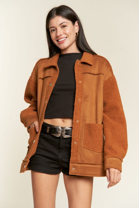 FAUX pels en suede baadjie JJO5028