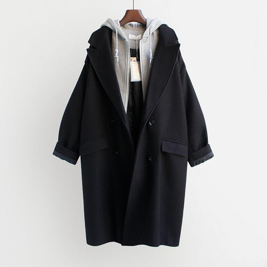 Korean Mid-length Loose And Cotton Woolen Coat