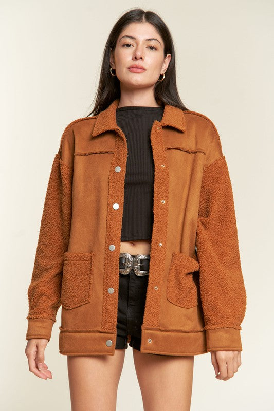 FAUX pels en suede baadjie JJO5028